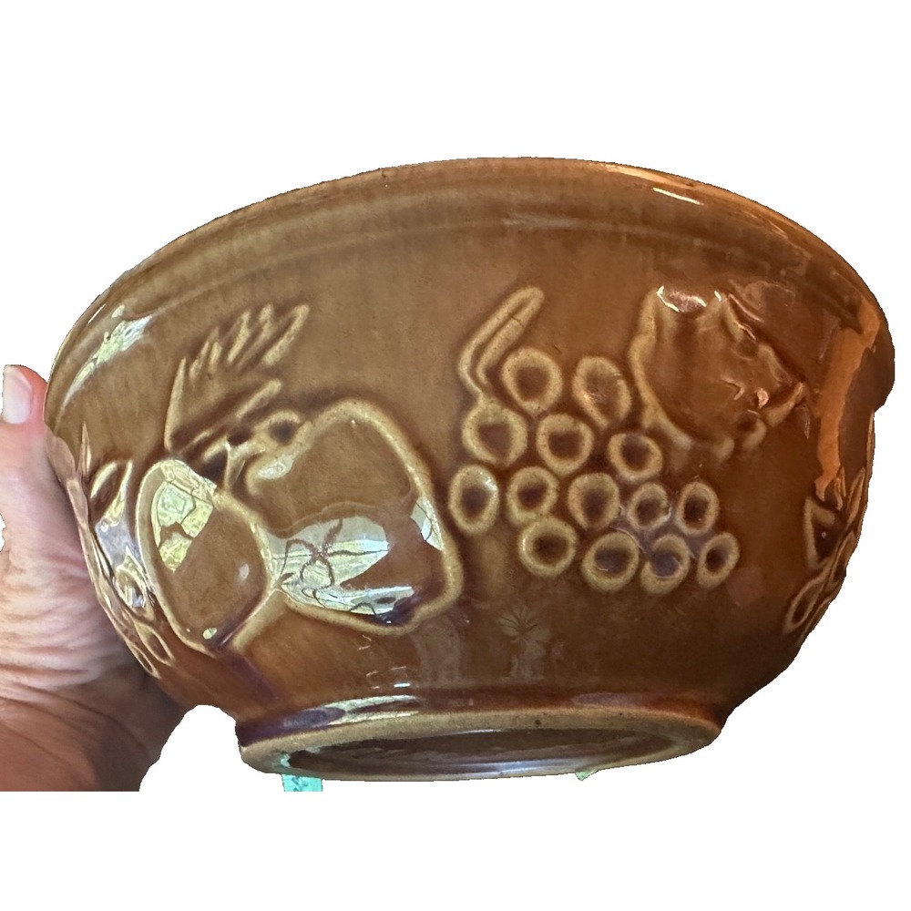 Vintage Stoneware Mixing/Batter Bowl w/Fruit Motif
